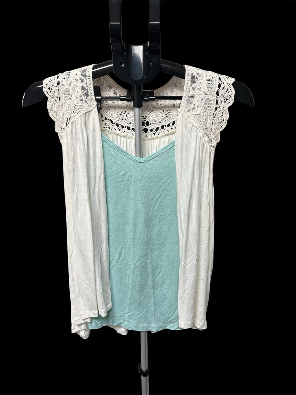 🌺Women’s Lace Sleeve Open Cardigan with Mint Cami, M
